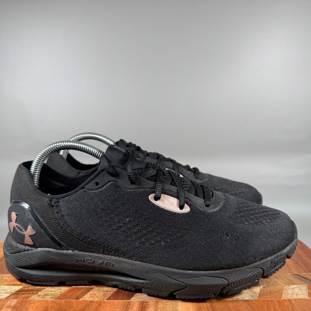 Under Armour HOVR Sonic 5 Womens Black Rose Gold Running Shoes Size 10